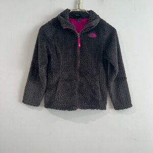 The North Face children's plush jacket with zip and embroidered logo and 7/8
